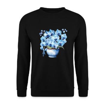 Plantes Fleurs Bleues Fleurs Orchidées Mariage - Sweat-shirt Unisexe - noir - Devant - Alina (178cm) & Michal (187cm)