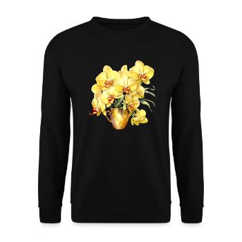 Plantes Vase Fleur Fleurs Orchidée Mariage Jaune - Sweat-shirt Unisexe - noir - Devant - Alina (178cm) & Michal (187cm)