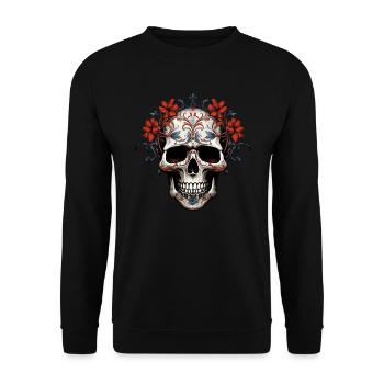 Goth gothique crâne mystique horreur fleurs - Sweat-shirt Unisexe - noir - Devant - Alina (178cm) & Michal (187cm)