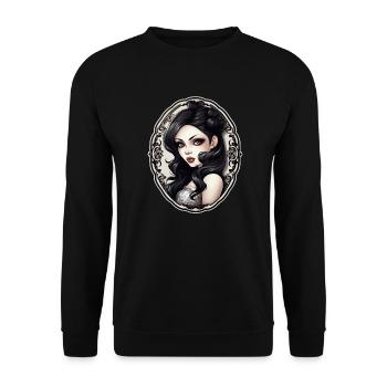 Goth Girl Gothic Mystisch Horror Schwarz - Unisex Pullover - Schwarz - Vorne - Alina (178cm) & Michal (187cm)