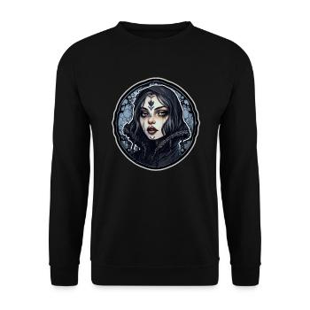 Goth Girl Gothic Frau Vampir Mystisch - Unisex Pullover - Schwarz - Vorne - Alina (178cm) & Michal (187cm)