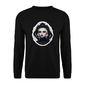 Goth Girl Gothic Vampir Horror Böser Blick - Unisex Pullover - Schwarz - Vorne - Alina (178cm) & Michal (187cm)