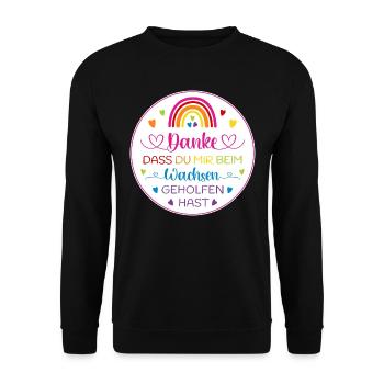 Danke dass Du mir beim Wachsen geholfen hast - Unisex Pullover - Schwarz - Vorne - Alina (178cm) & Michal (187cm)