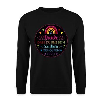 Danke dass Du uns beim Wachsen geholfen hast - Unisex Pullover - Schwarz - Vorne - Alina (178cm) & Michal (187cm)
