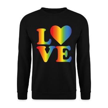 Liebe LGBT Regenbogen - Unisex Pullover - Schwarz - Vorne - Alina (178cm) & Michal (187cm)