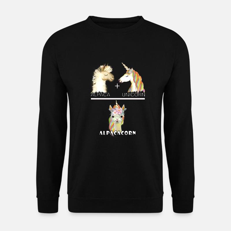 Alpaka - buntes Alpacorn Einhorn Geschenk - Unisex Pullover - Schwarz
