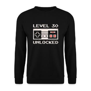 Cadeau de joueur de jeu rétro débloqué de niveau 30 - Sweat-shirt Unisexe - noir - Devant - Alina (178cm) & Michal (187cm)
