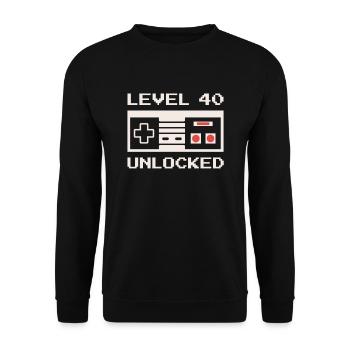 Cadeau de joueur rétro débloqué niveau 40 - Sweat-shirt Unisexe - noir - Devant - Alina (178cm) & Michal (187cm)