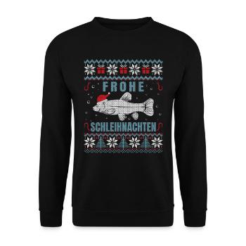 Frohe Schleihnachten Angler Fischer Weihnachten - Unisex Pullover - Schwarz - Vorne - Alina (178cm) & Michal (187cm)