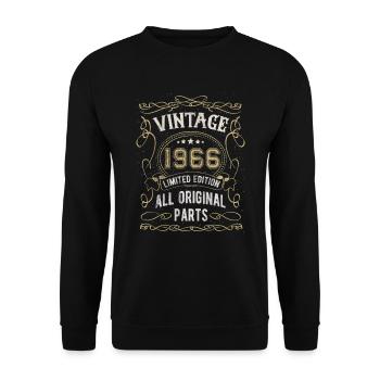 Born 1966 Birthday gift 56 years - Unisex Sweatshirt - black - Front - Alina (178cm) & Michal (187cm)