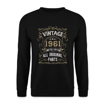Born in 1961 Birthday gift 61 years - Unisex Sweatshirt - black - Front - Alina (178cm) & Michal (187cm)