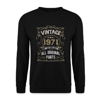 Born in 1971 Birthday gift 51 years - Unisex Sweatshirt - black - Front - Alina (178cm) & Michal (187cm)