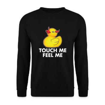 touch me feel me duck tshirt - Unisex Sweatshirt - black - Front - Alina (178cm) & Michal (187cm)