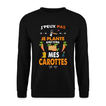 Jardinier, jardinière jardin et carotte - Sweat-shirt Unisexe - noir - Devant - Alina (178cm) & Michal (187cm)