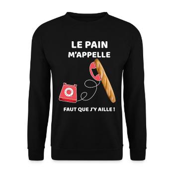 Boulanger le pain t'appelle humour boulangerie - Sweat-shirt Unisexe - noir - Devant - Alina (178cm) & Michal (187cm)