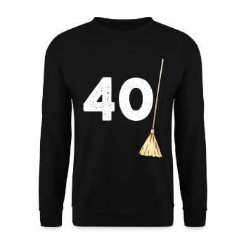 40 Balais Humour anniversaire Homme Femme - Sweat-shirt Unisexe - noir - Devant - Alina (178cm) & Michal (187cm)