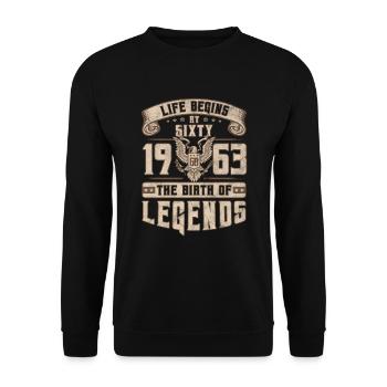 Né en 1963 Cadeau d’anniversaire 60 ans Rétro - Sweat-shirt Unisexe - noir - Devant - Alina (178cm) & Michal (187cm)