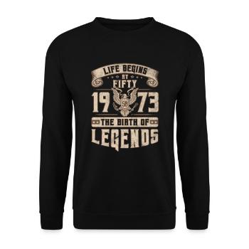 Né en 1973 Cadeau d’anniversaire 50 ans rétro - Sweat-shirt Unisexe - noir - Devant - Alina (178cm) & Michal (187cm)