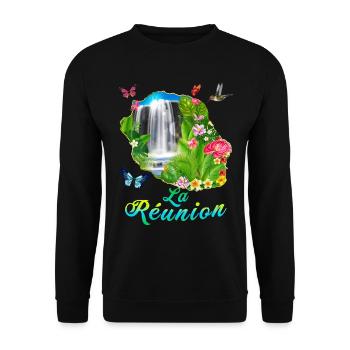 La réunion Paradis Sur Terre Cadeau - Sweat-shirt Unisexe - noir - Devant - Alina (178cm) & Michal (187cm)