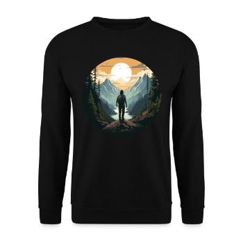 Forest Nature Trekking Adventure - Unisex Sweatshirt - black - Front - Alina (178cm) & Michal (187cm)