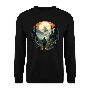 Forest Nature Trekking Adventure - Unisex Sweatshirt - black - Front - Alina (178cm) & Michal (187cm)