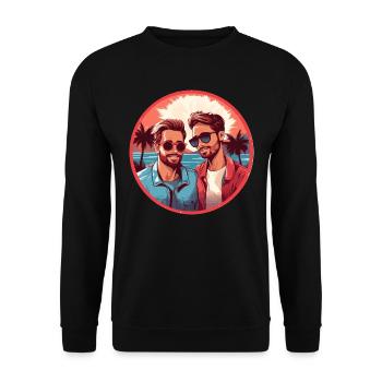 LGBT Gay Valentinstag Idee für Schwule - Unisex Pullover - Schwarz - Vorne - Alina (178cm) & Michal (187cm)