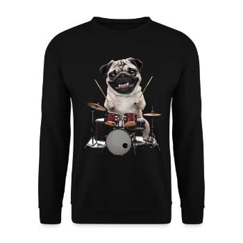 Mops Schlagzeug - Unisex Pullover - Schwarz - Vorne - Alina (178cm) & Michal (187cm)