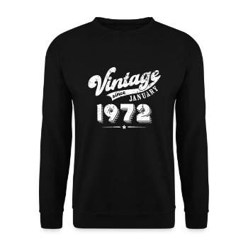 Vintage since January 1972 Geburtstag Geschenk - Unisex Pullover - Schwarz - Vorne - Alina (178cm) & Michal (187cm)