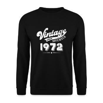 Vintage since November 1972 Geburtstag Geschenk - Unisex Pullover - Schwarz - Vorne - Alina (178cm) & Michal (187cm)