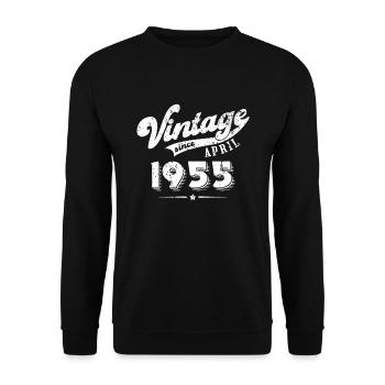 Vintage since April 1955 Geburtstag Geschenk - Unisex Pullover - Schwarz - Vorne - Alina (178cm) & Michal (187cm)