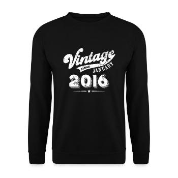 Millésime depuis Janvier 2016 Cadeau d’anniversaire - Sweat-shirt Unisexe - noir - Devant - Alina (178cm) & Michal (187cm)