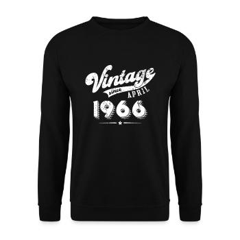 Vintage since April 1966 Geburtstag Geschenk - Unisex Pullover - Schwarz - Vorne - Alina (178cm) & Michal (187cm)