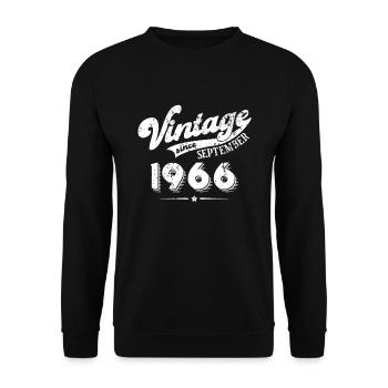Vintage since September 1966 Geburtstag Geschenk - Unisex Pullover - Schwarz - Vorne - Alina (178cm) & Michal (187cm)