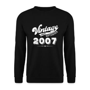 Vintage since September 2007 Birthday Gift - Unisex Sweatshirt - black - Front - Alina (178cm) & Michal (187cm)