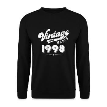 Vintage since March 1998 Birthday Gift - Unisex Sweatshirt - black - Front - Alina (178cm) & Michal (187cm)