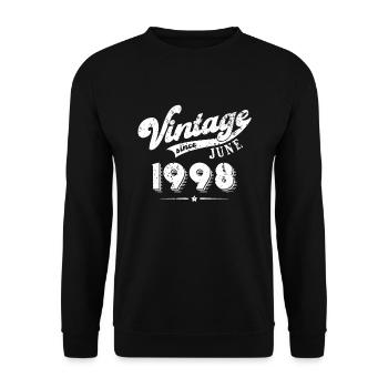 Vintage since June 1998 Birthday Gift - Unisex Sweatshirt - black - Front - Alina (178cm) & Michal (187cm)