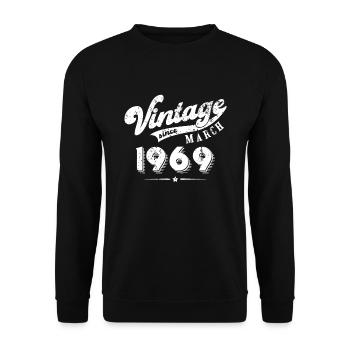 Vintage since March 1969 Geburtstag Geschenk - Unisex Pullover - Schwarz - Vorne - Alina (178cm) & Michal (187cm)