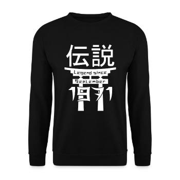 Legend since September 1971 Geburtstag Geschenk - Unisex Pullover - Schwarz - Vorne - Alina (178cm) & Michal (187cm)