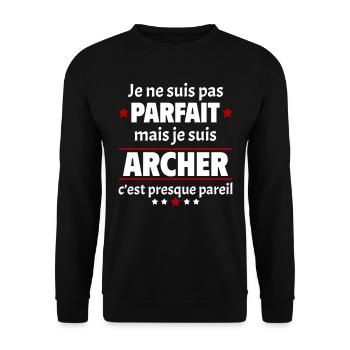Pas parfait mais archer, fête des pères, noël - Sweat-shirt Unisexe - noir - Devant - Alina (178cm) & Michal (187cm)