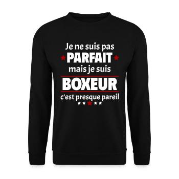 Pas parfait mais boxeur, fête des pères, noël - Sweat-shirt Unisexe - noir - Devant - Alina (178cm) & Michal (187cm)