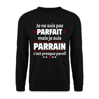 Pas parfait mais parrain, cadeau de noël - Sweat-shirt Unisexe - noir - Devant - Alina (178cm) & Michal (187cm)