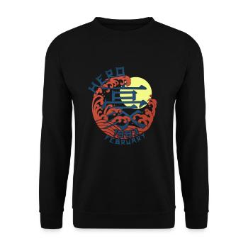 Japan Hero since February 1983 Geburtstaggeschenk - Unisex Pullover - Schwarz - Vorne - Alina (178cm) & Michal (187cm)