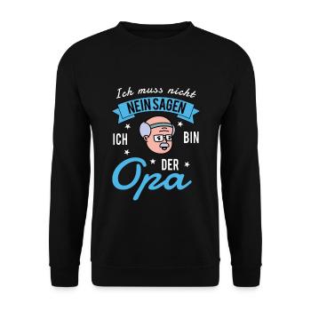 Herren Ich bin der Opa Großvater - Unisex Pullover - Schwarz - Vorne - Alina (178cm) & Michal (187cm)