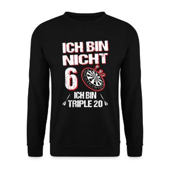 Dart Ich bin nicht 60 ich bin Triple 20 Geburtstag - Unisex Pullover - Schwarz - Vorne - Alina (178cm) & Michal (187cm)