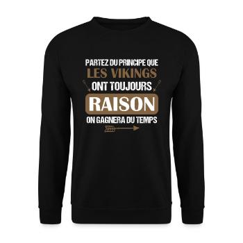 Viking - Cadeau - Drôle - Guerrier - Épée - Humour - Sweat-shirt Unisexe - noir - Devant - Alina (178cm) & Michal (187cm)