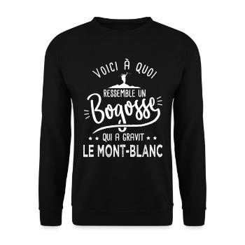 Bogosse alpiniste randonnée Mont Blanc alpinisme - Sweat-shirt Unisexe - noir - Devant - Alina (178cm) & Michal (187cm)