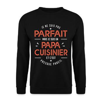 papa cuisinier cadeau cool papa - Sweat-shirt Unisexe - noir - Devant - Alina (178cm) & Michal (187cm)