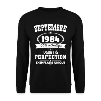 40-jähriges Jubiläum - September 1984 Perfektion - Unisex Pullover - Schwarz - Vorne - Alina (178cm) & Michal (187cm)