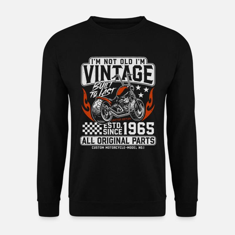 1965 Jahrgang Vintage Geburtstag Geschenk Motorrad - Unisex Pullover - Schwarz