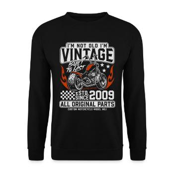 2009 Vintage Vintage Anniversaire Cadeau Moto - Sweat-shirt Unisexe - noir - Devant - Alina (178cm) & Michal (187cm)
